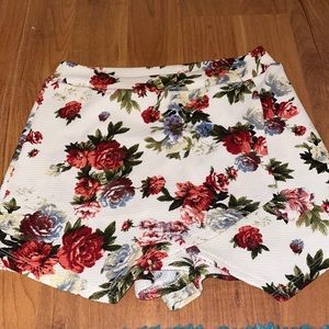 NWOT white floral crossover shorts